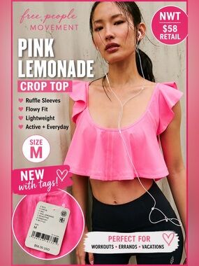NWT Free People Movement Pink Lemonade Crop Top 💕